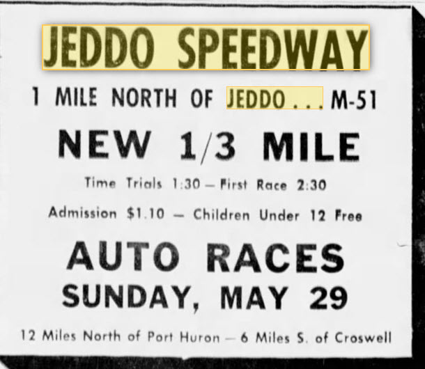 Jeddo Speedway - May 28 1955 Article